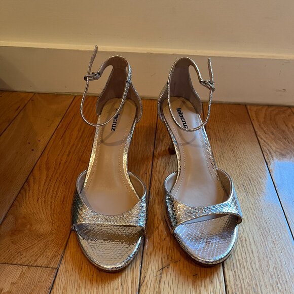 NWT Lola Cruz Kumala Heel Sandal 70mm - Silver Snakeskin size 37 - Picture 4 of 6